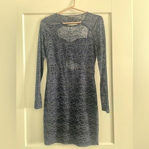 Blue lace backless dress size small